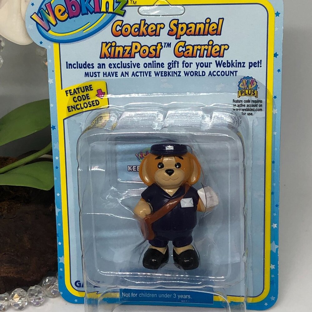 Webkinz Figurine - Cocker Spaniel KinzPost Carrier-w/ Unused Sealed Feature Code